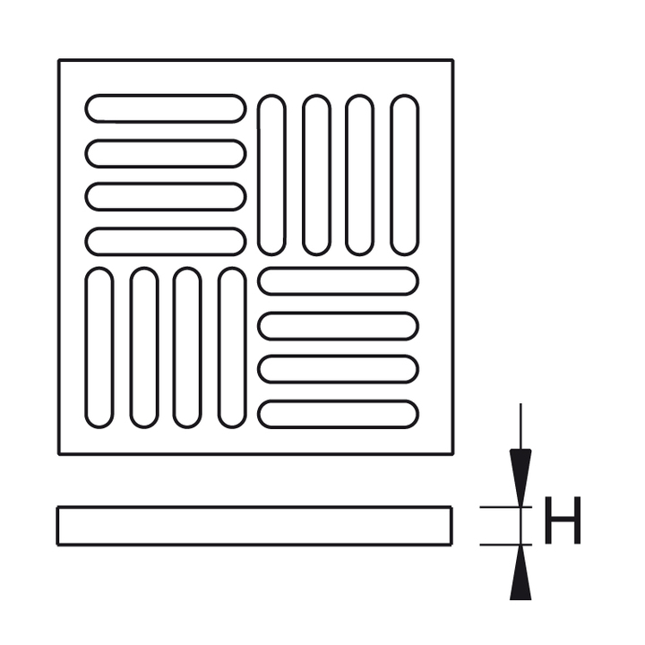 Grille avec cadre en acier inoxydable pour bouche d’évacuation latérale ou verticale en TPE