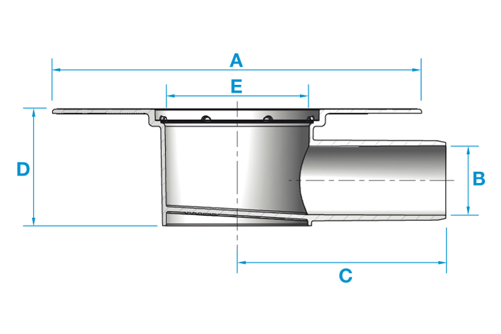 Liquid-Set seitlicher Ablauf Teleskop Vlies (TNT) - Durchmesser 75 mm