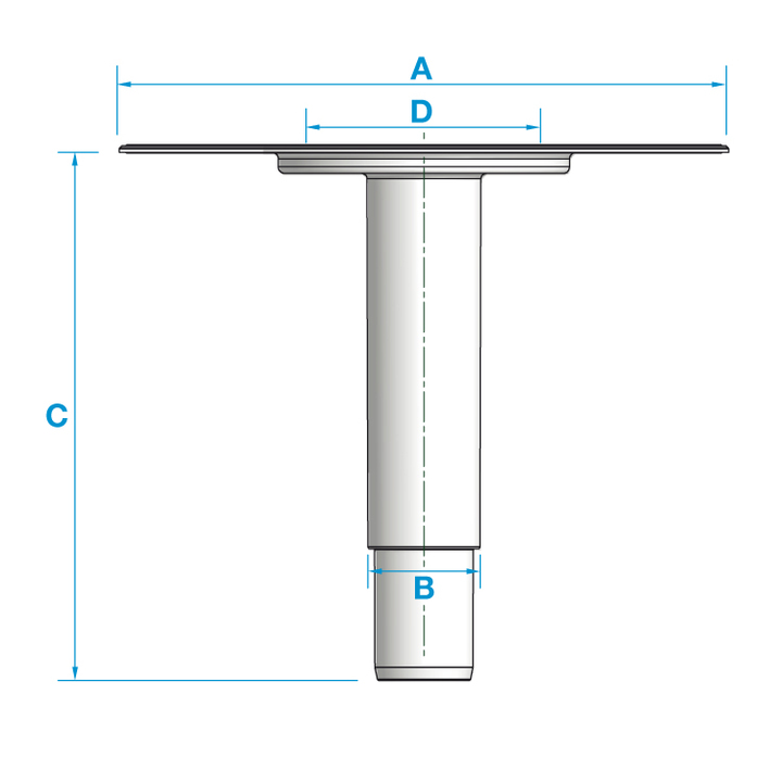 Seitlicher ablaufstutzen liquid teleskop glasfasern - Durchmesser 50 mm