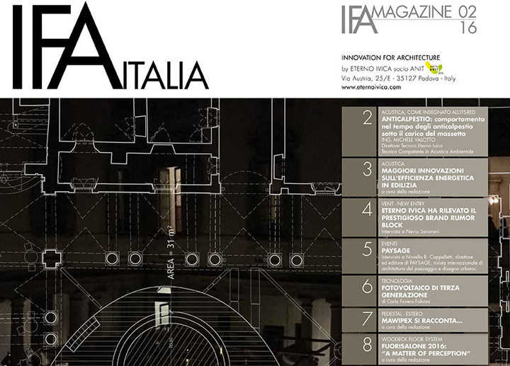 IFA MAGAZINE • N. 2 GIUGNO 2016 • Innovation for architecture IFA MAGAZINE • N. 2 GIUGNO 2016 • Innovation for architecture