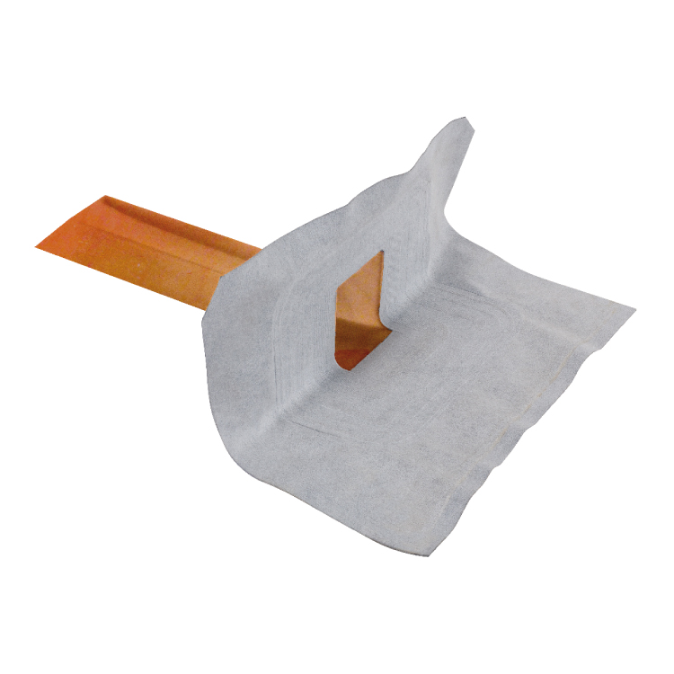 Angular liquid drain for balconies with non-woven sheet and section 57 mm X 48 mm - cooper