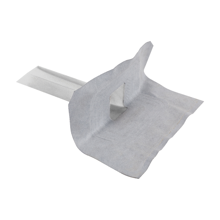 Angular liquid drain for balconies with non-woven sheet